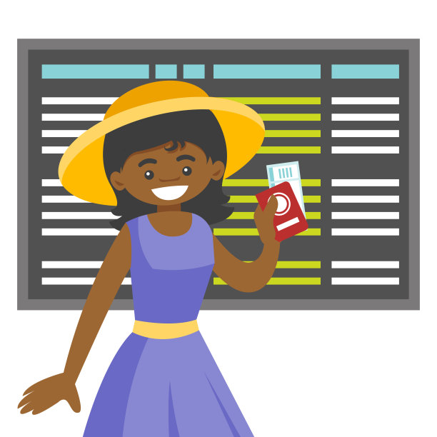 一个在机场拿着护照的黑人妇女图片下载