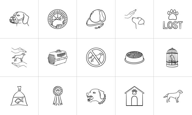 宠物手绘轮廓涂鸦图标集图片下载