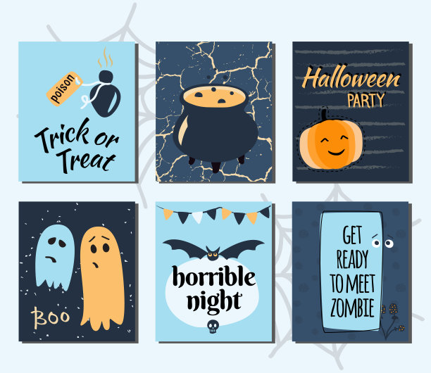 万圣节手绘卡片。矢量插图。图片下载