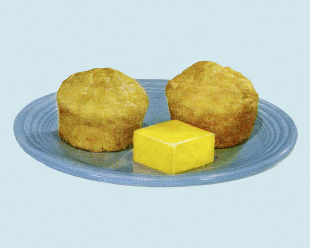 两个松饼和黄油图片下载