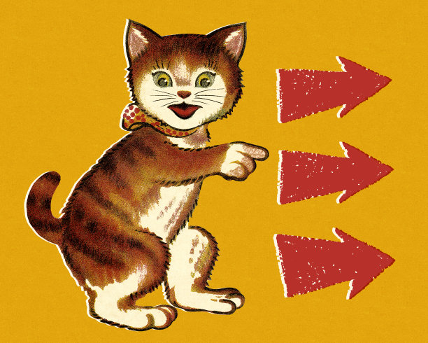 猫咪指向箭头素材图片