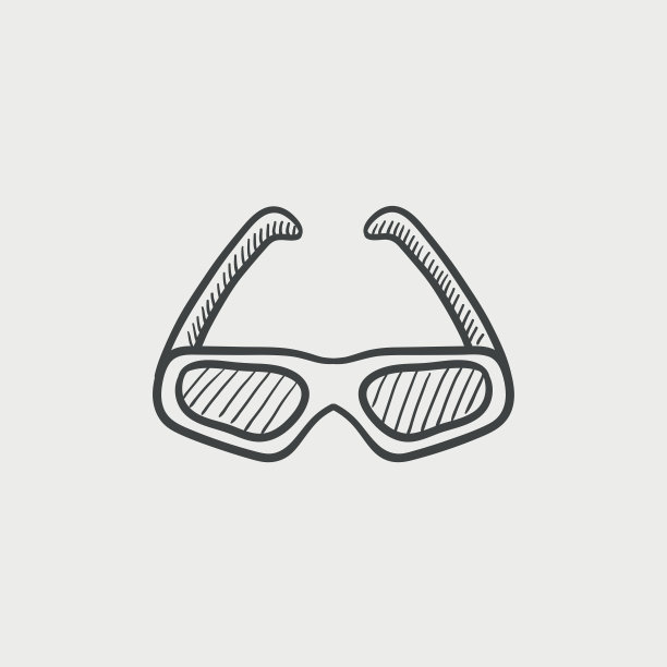 3d电影眼镜素描图标图片下载