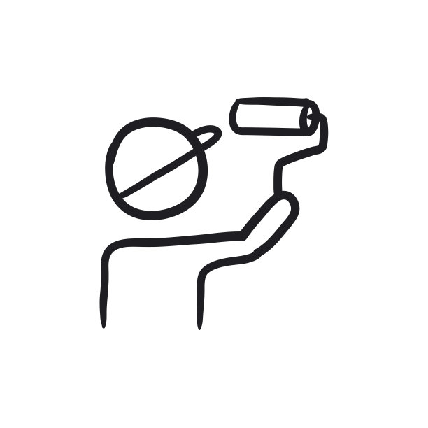 男人用滚筒素描图标绘画素材图片