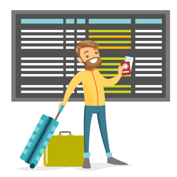 一个带着护照和行李的白人在机场图片下载