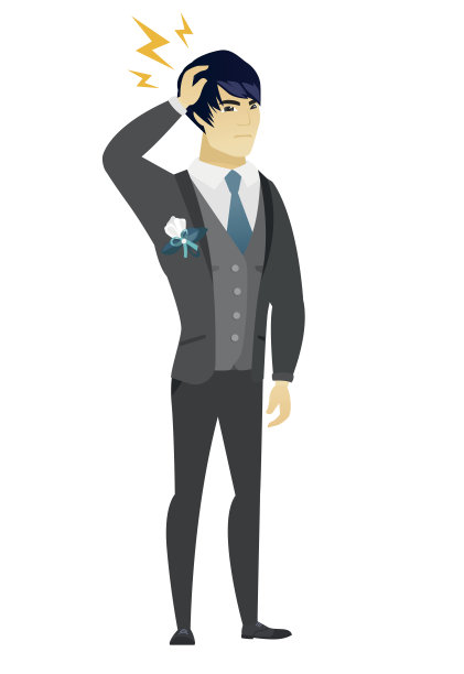 亚洲新郎，头顶闪电图片下载