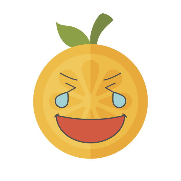 表情符号——笑着流泪，橙色的微笑。孤立的向量图片下载
