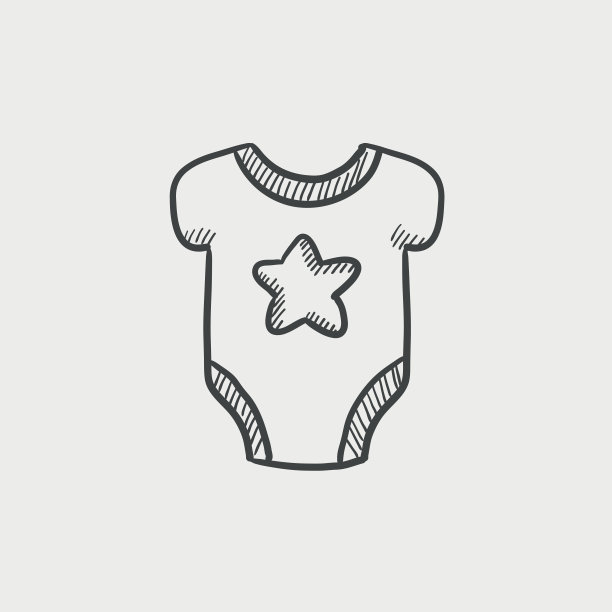 婴儿短袖紧身衣素描图标图片下载