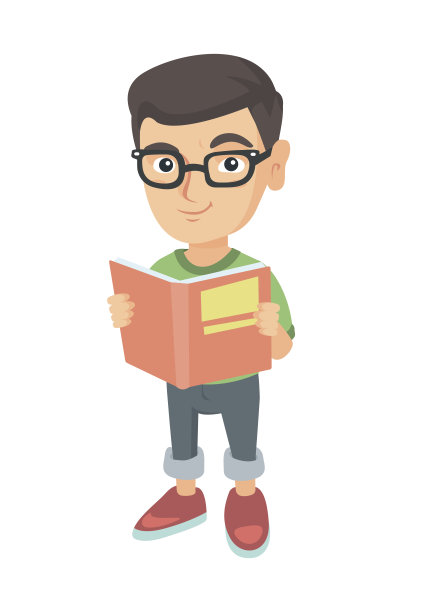 一个白人小男生在看书图片下载