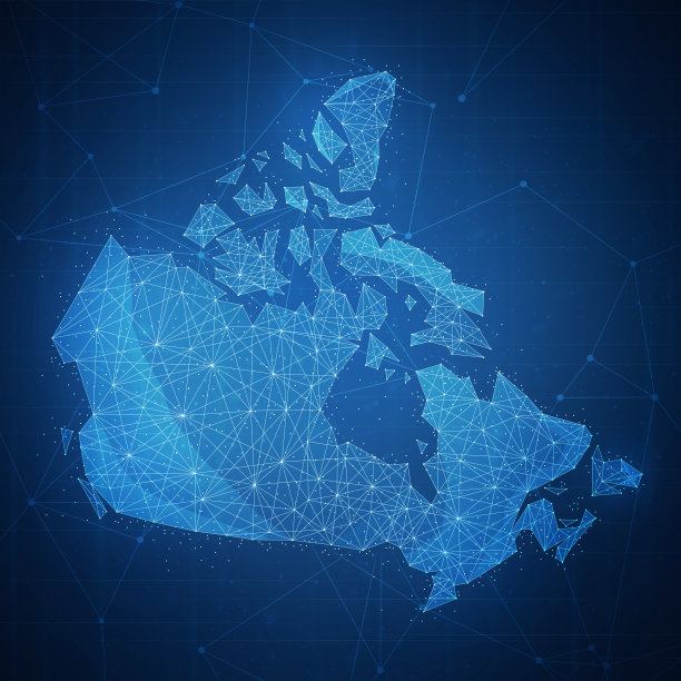 多边形加拿大地图上区块链hud旗帜图片下载