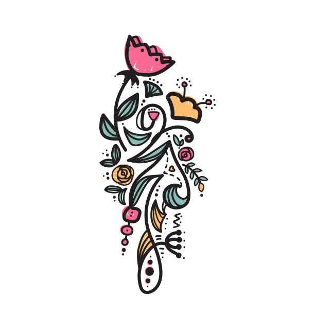 用于平面设计的花卉元素。图片下载