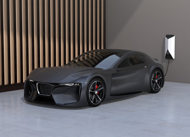 电动跑车连接到家里的电源图片下载