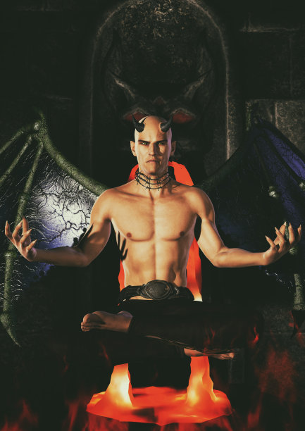 地狱之地的带翼男性恶魔图片下载