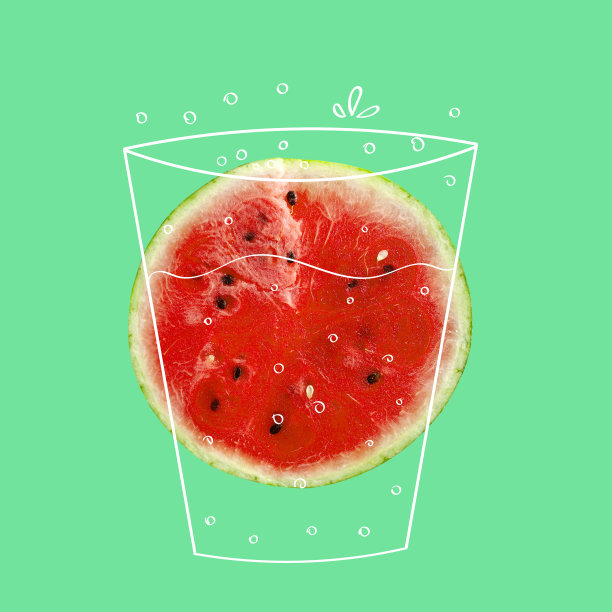 创意布局：新鲜的西瓜切片图片下载