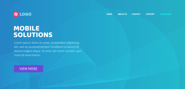 网站登陆页面布局设计或网页横幅模板与蓝色抽象背景和线条矢量，现代时尚的背景图形的传单海报或封面创意图像图片下载