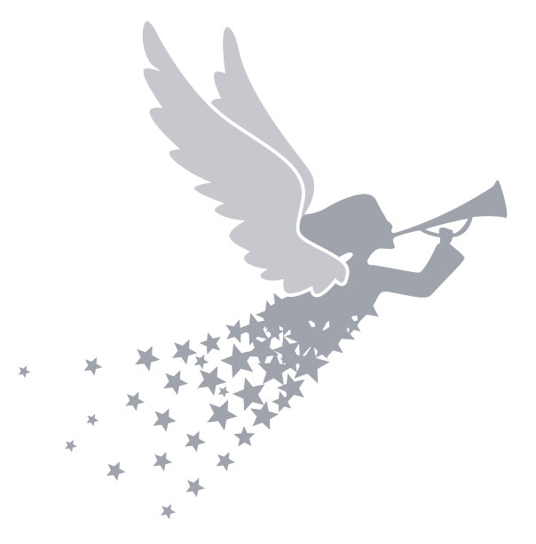 一个银色的天使，拿着小号，穿着星星的衣服图片下载