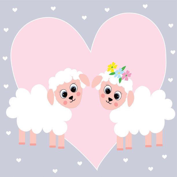 可爱的羊插图图片下载