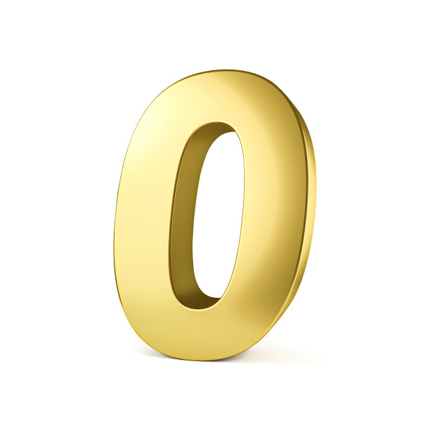 金色数字零或零孤立在纯白色背景与剪辑路径。3 d渲染。图片下载