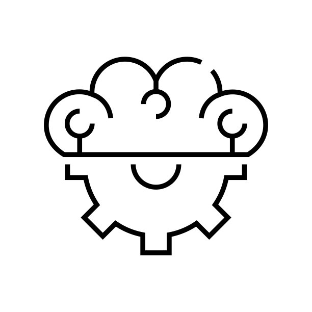 电脑思维线条图标，概念标志，轮廓矢量图，线性符号图片下载