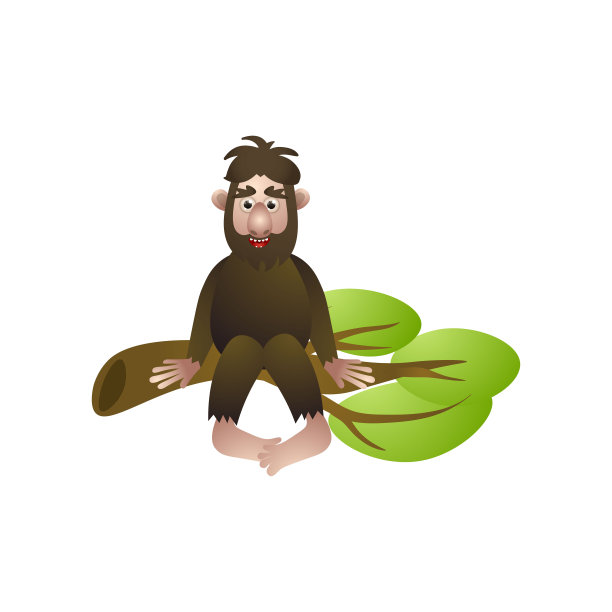 大脚或雪人停留在森林的木质树枝上图片下载