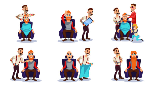 理发店服务，男性角色理发图片下载