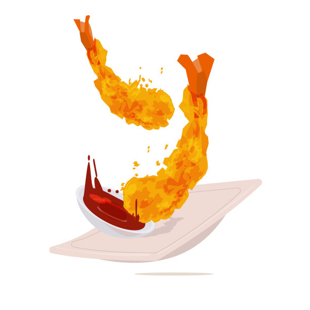 天妇罗或酱炸虾。日本食品素材图片