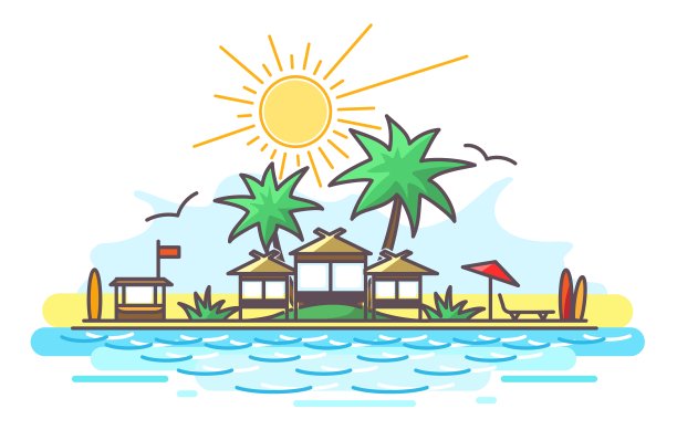 勾勒海滩景观图片下载