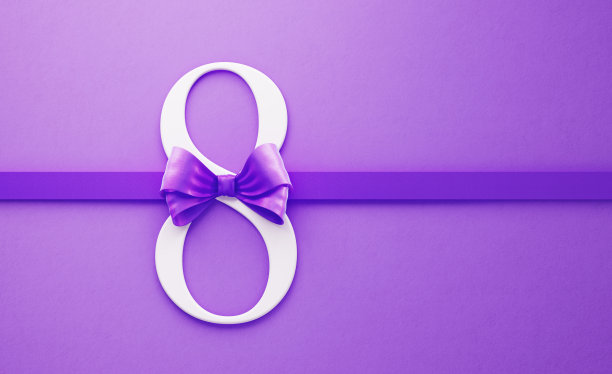 8号和紫色背景上的紫色丝带图片下载