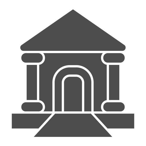 法院坚实的图标。法院或银行大楼。法理学向量设计概念，象形文字风格的象形文字在白色的背景，用于web和应用程序。Eps 10。图片下载