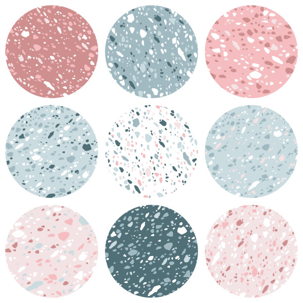 故事突出了封面。水磨石模板集。粉色，白色和蓝色。孤立的矢量库存背景在一个圆圈上的白色背景图片下载