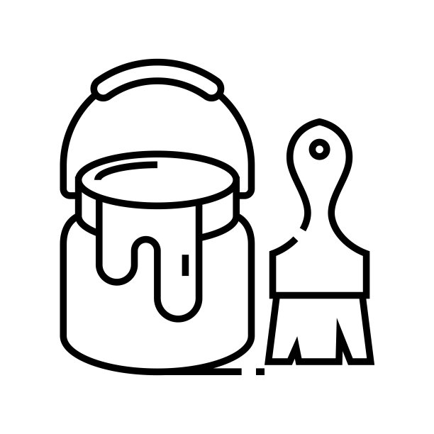 彩色画笔线条图标概念符号轮廓矢量图线性符号图片下载