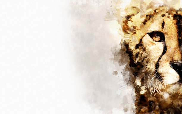 水彩画虎脸人头图片下载