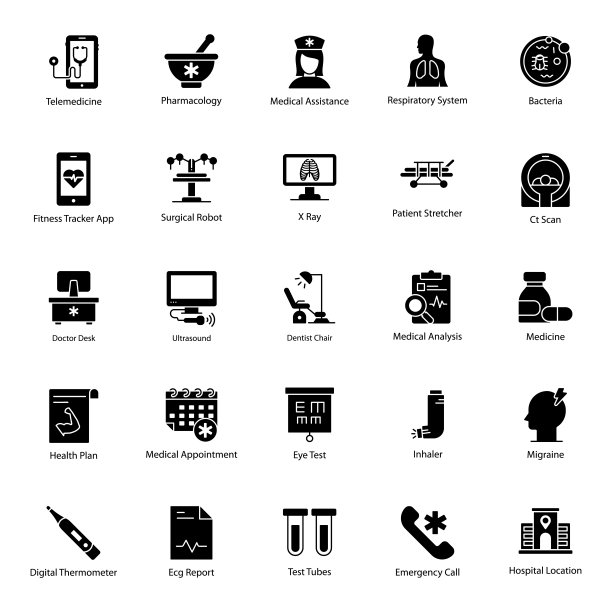 医疗工具字形图标包图片下载