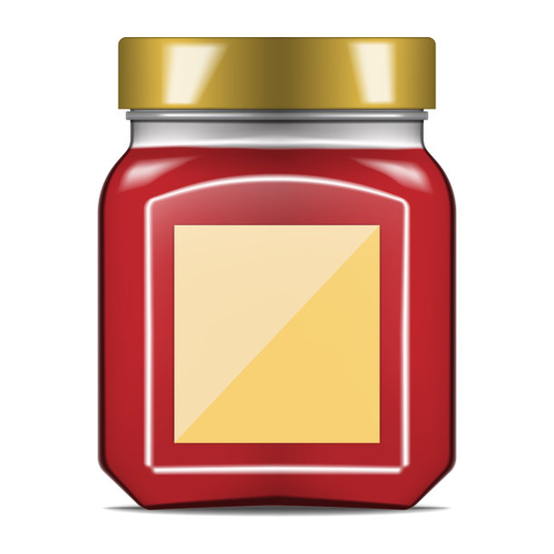 填充方形透明玻璃罐与空白标签，现实的矢量插图。美容或食品包装图片下载