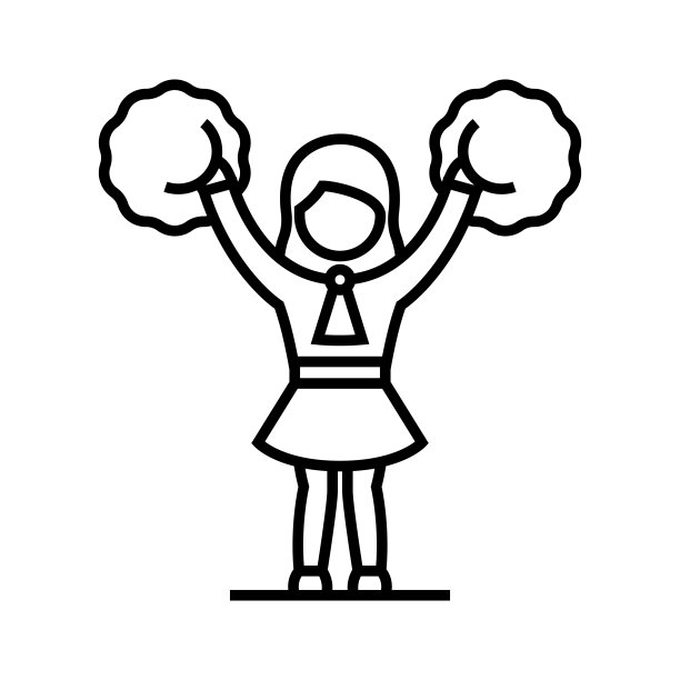 啦啦队线图标，概念符号，轮廓矢量插图，线性符号图片下载