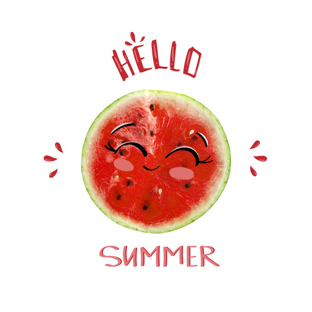 你好夏天字母与西瓜。图片下载