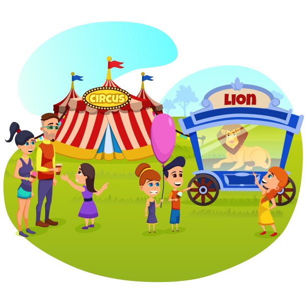 明亮的海报铭文马戏团和狮子单位。图片下载