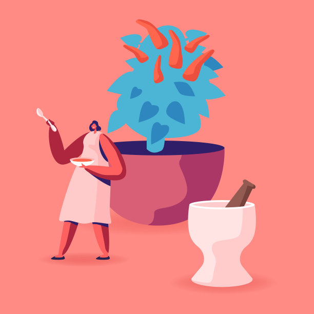 女人携带热辣椒酱在盘子与巨大的辣椒盆栽树和研钵研磨烹饪香料和配料。辛辣食物，墨西哥菜调味卡通平面矢量插图图片下载