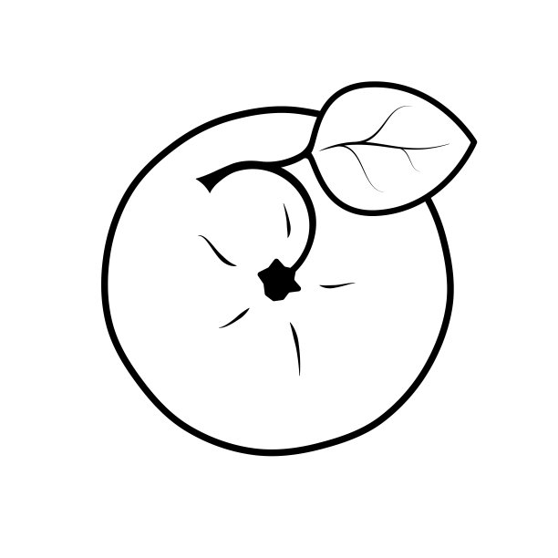 向量单色插图的苹果标志。黑色和白色。图片下载