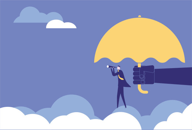 商人覆盖伞与望远镜库存插图图片下载