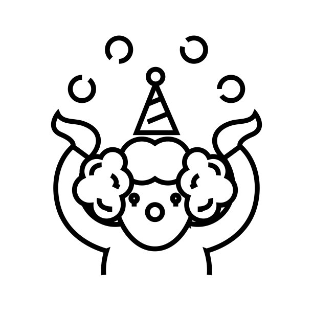 小丑聚焦线图标，概念符号，轮廓矢量插图，线性符号图片下载