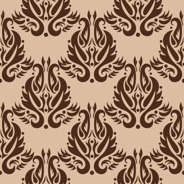 棕色花无缝图案。米色背景上的花朵图案图片下载