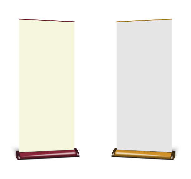 空白卷轴旗帜站孤立在白色背景，矢量模型。空立辊展示，模板展示图片下载