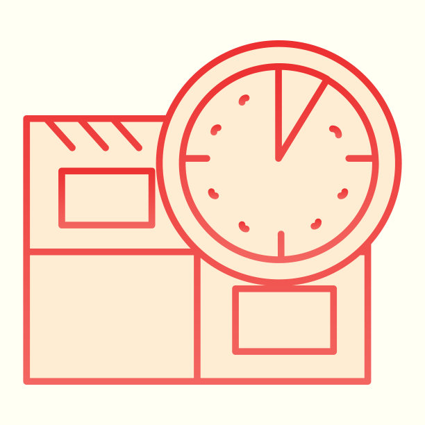 准时交货线图标。包裹和时钟，快速运输。邮政服务矢量设计概念，轮廓风格的象形图上的白色背景，用于web和应用程序。Eps 10。图片下载