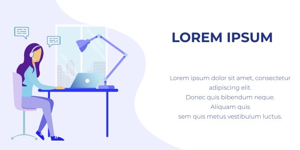 女性在呼叫中心工作的广告横幅图片下载