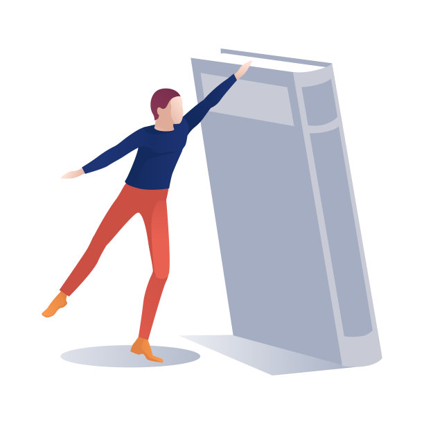 男性人物拿着巨大的书孤立的卡通图片下载