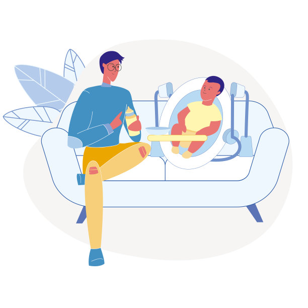 父亲喂养婴儿平面矢量插图图片下载