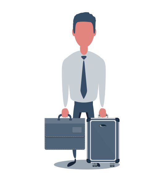 商人或职员。男性角色在时尚的简单风格与对象，平面矢量插图图片下载