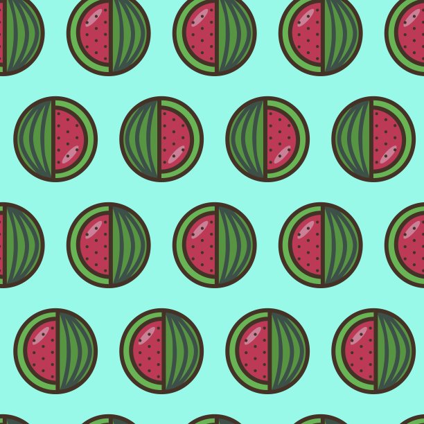 无缝西瓜图案上的蓝色背景图片下载