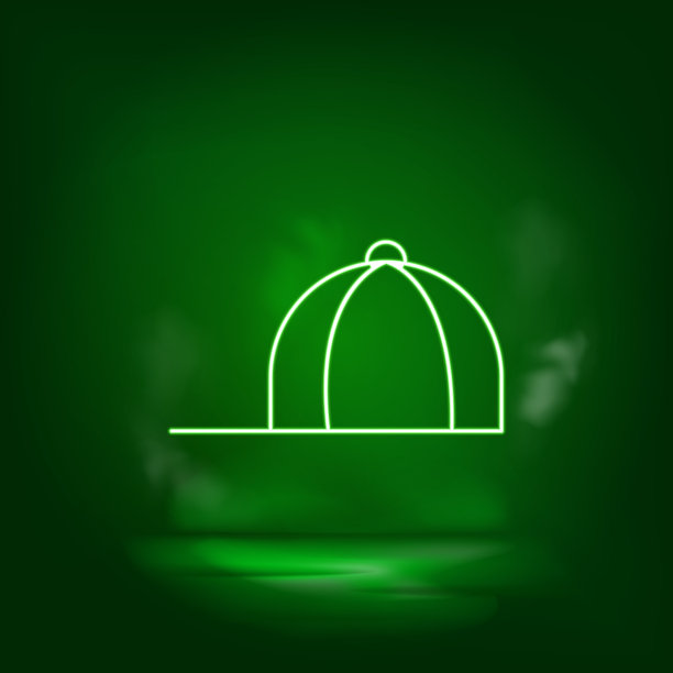 帽子，帽子绿色霓虹图标向量图片下载