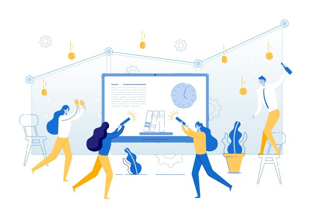 企业家庆祝共同成就。素材图片